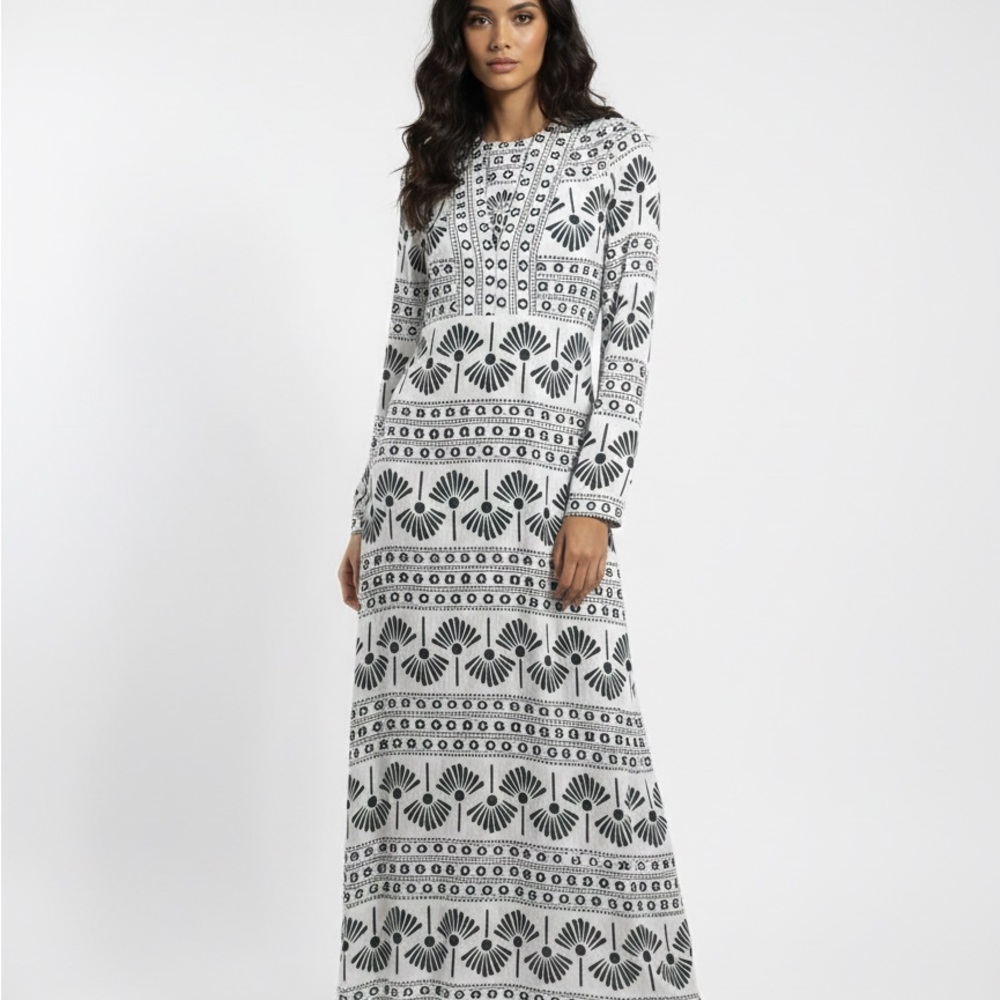 Antonio Milani Oliver green and White Patterned Dress S